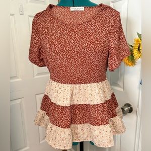 🍁 Paper Crane ruffle peasant top